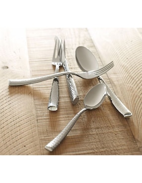 Set cubiertos Shiny Hammered de acero inoxidable 5 piezas