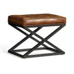 Taburete Kirkham Pottery Barn de piel