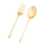 Set cubiertos Luna Brushed Gold de acero inoxidable 2 piezas