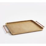 Bandeja decorativa  Brass & Leather de aluminio