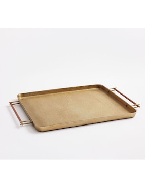 Bandeja decorativa  Brass & Leather de aluminio