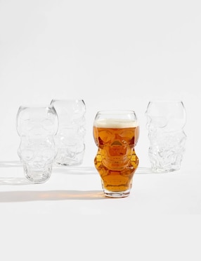 Set vaso Doble Pack Skull de vidrio con 4 piezas