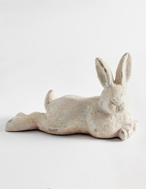Figura decorativa de conejo White Stone Bun de arcilla