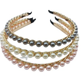 DIADEMA CON BRILLANTES Y PERLAS $22